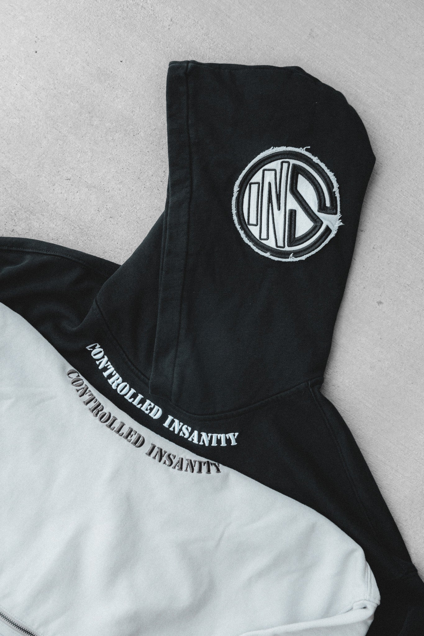 Black CI Patched Crop Hoodie