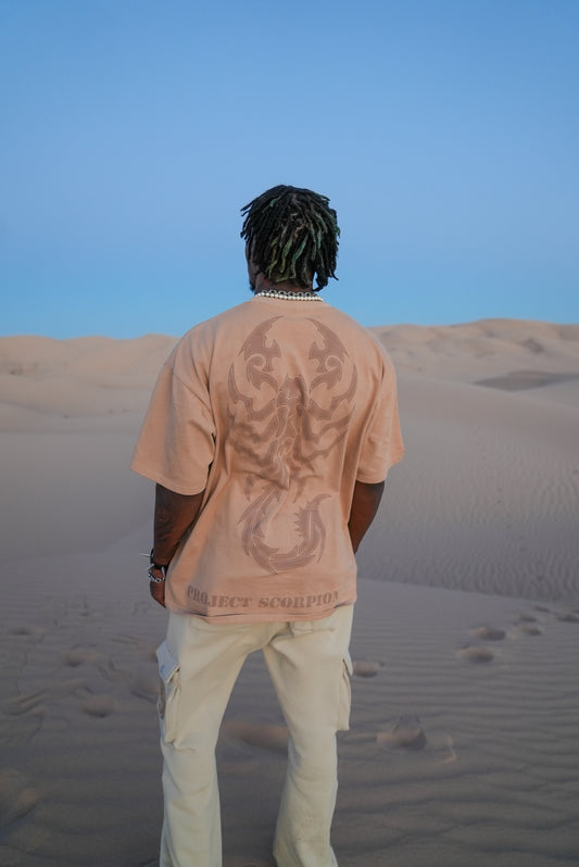 Beige Scorpion Acid Wash Tee