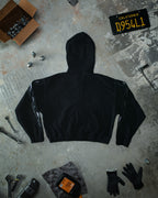 Flame Cropped Zip Up - Blackout
