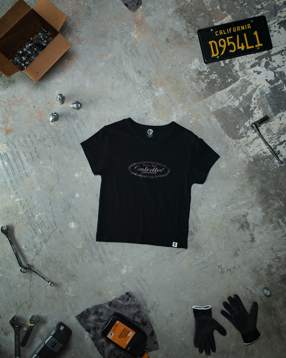 Chained Baby Tee - Glossy Pink