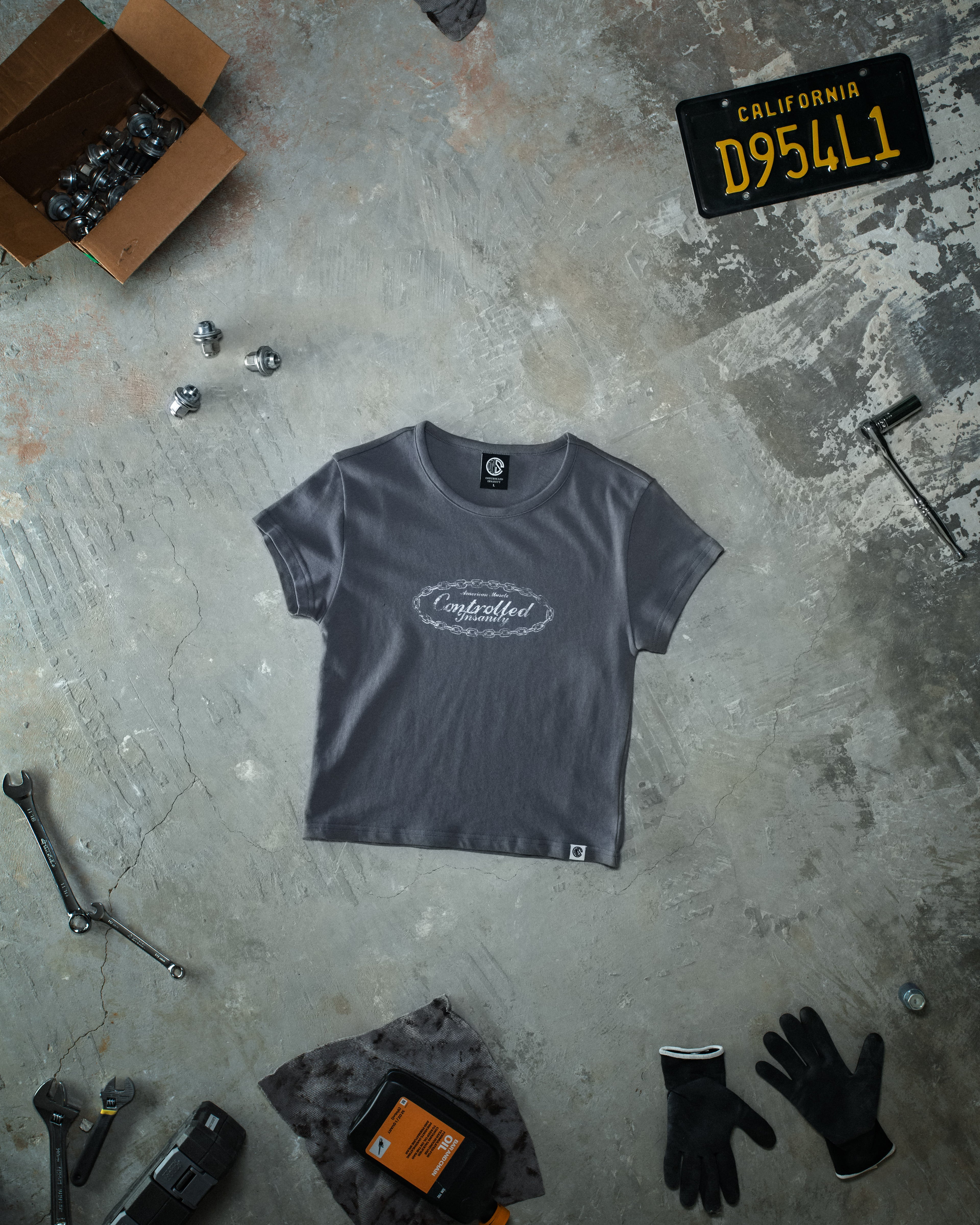Chained Baby Tee Grey