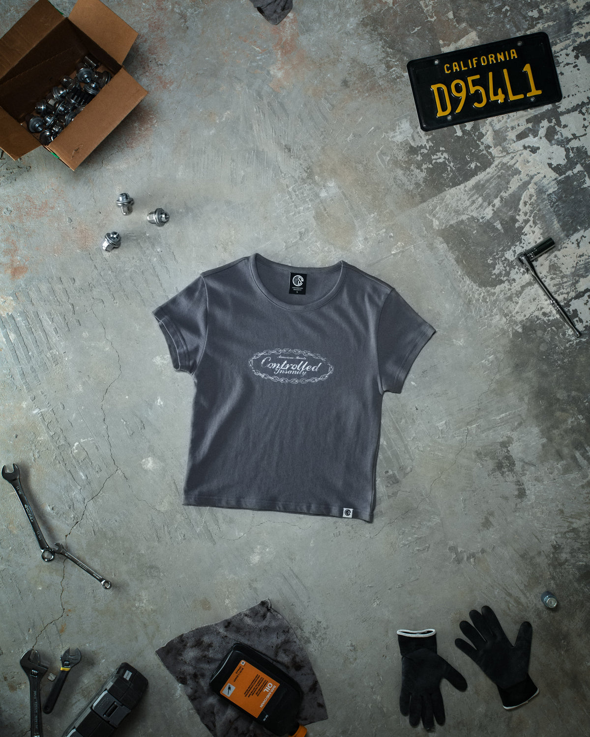Chained Baby Tee - Grey