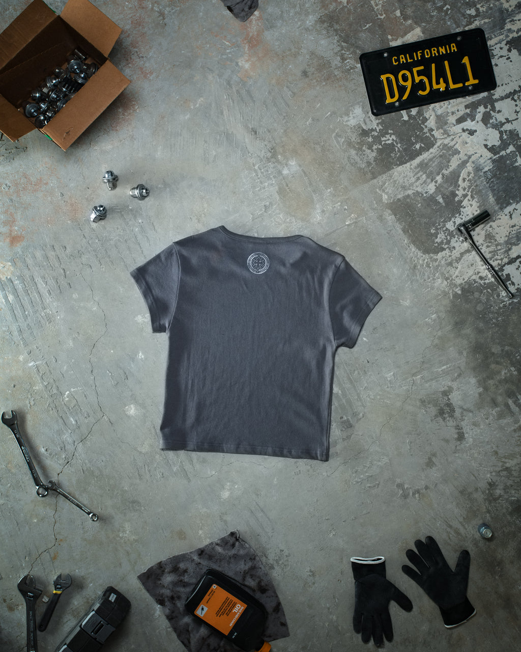 Chained Baby Tee Grey
