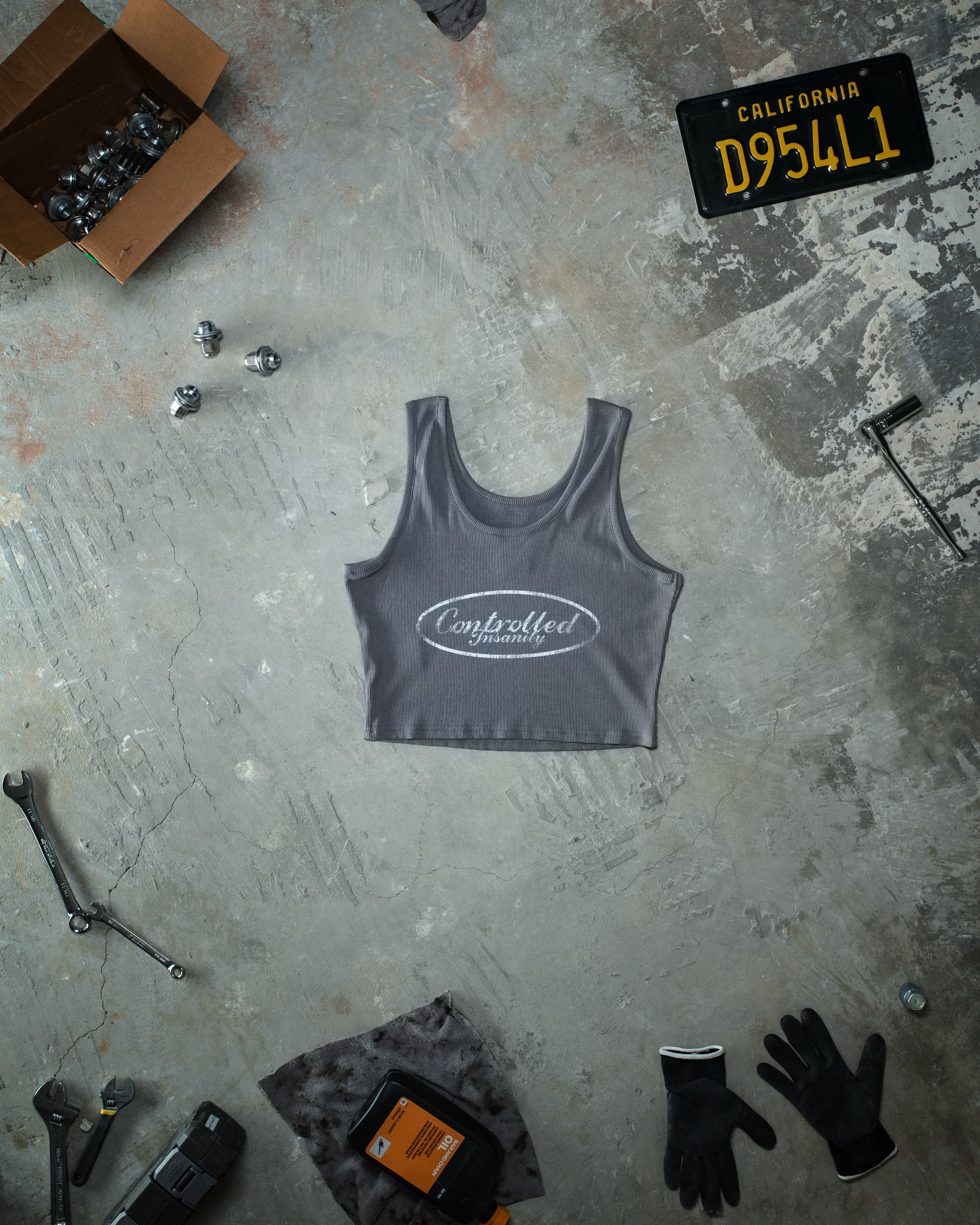 Cropped Chain Tank Gray