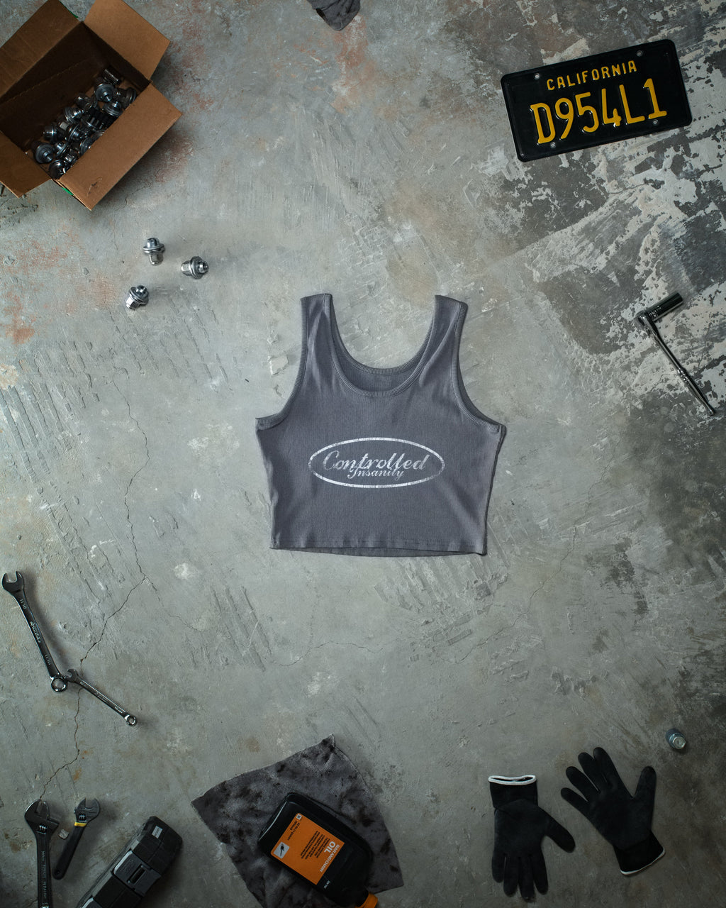 Cropped Chain Tank - Gray