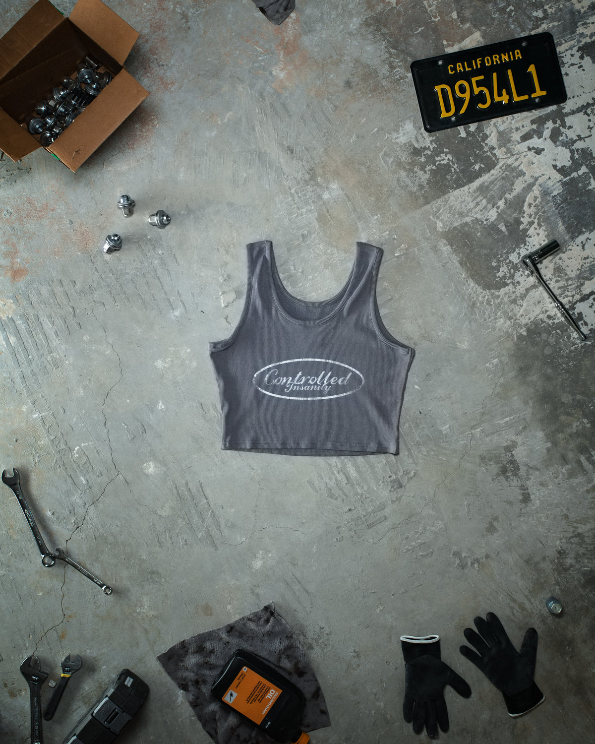 Cropped Chain Tank - Gray