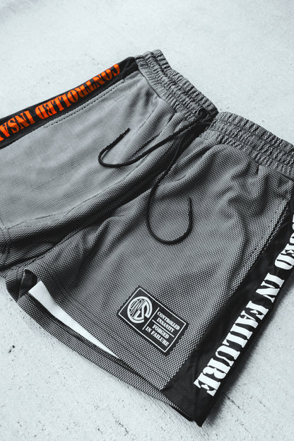 White Striped Mesh Shorts