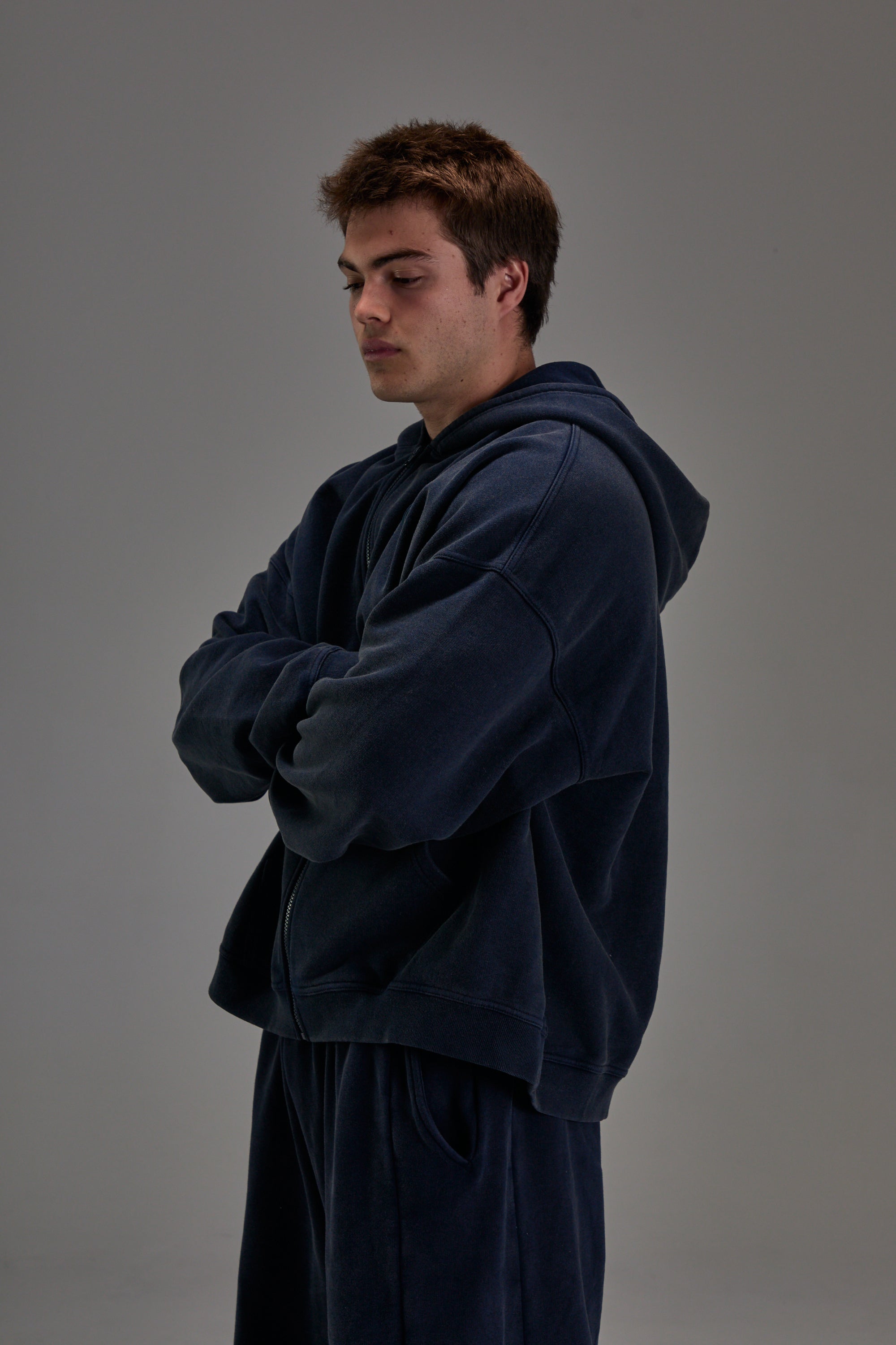 Navy Heavyweight Zip Up – Controlled Insanity