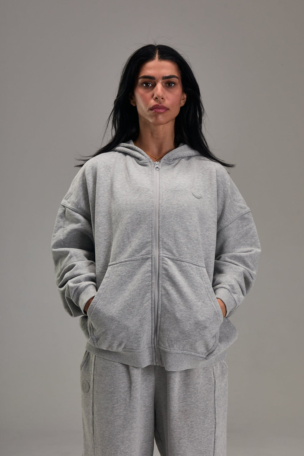 Heavyweight Zip Up - Heather Grey