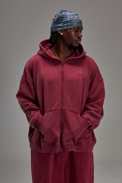 Washed Red Heavyweight Zip Up