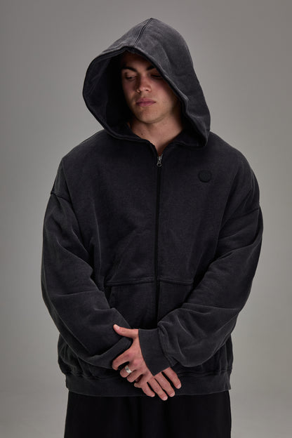 Embossed Black Heavyweight Zip-up