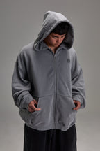 Embossed Heavyweight Zip-up - Grey
