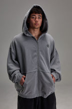 Embossed Heavyweight Zip-up - Grey
