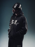 Butterfly Zip-Up - Black w/ White
