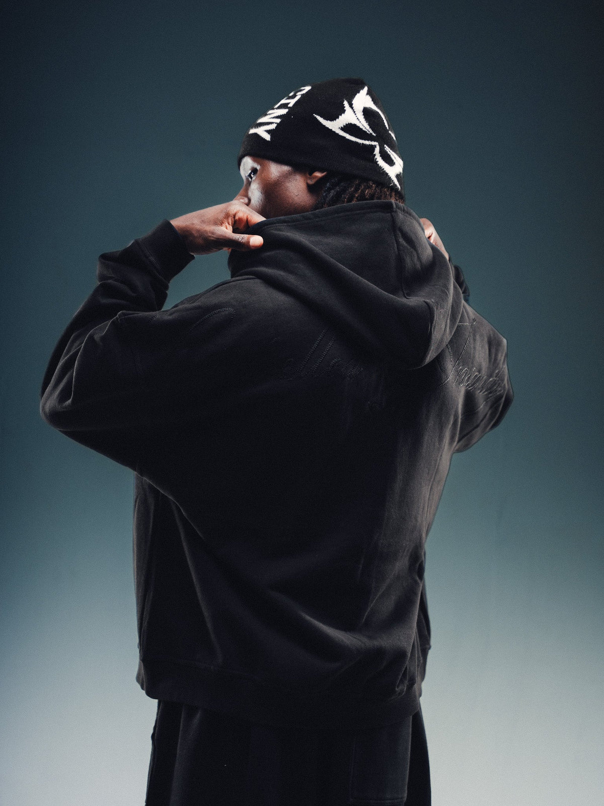 Butterfly Zip-Up - Black w/ White