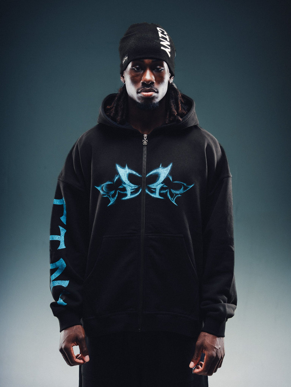 Butterfly Zip-Up - Black w/ Blue