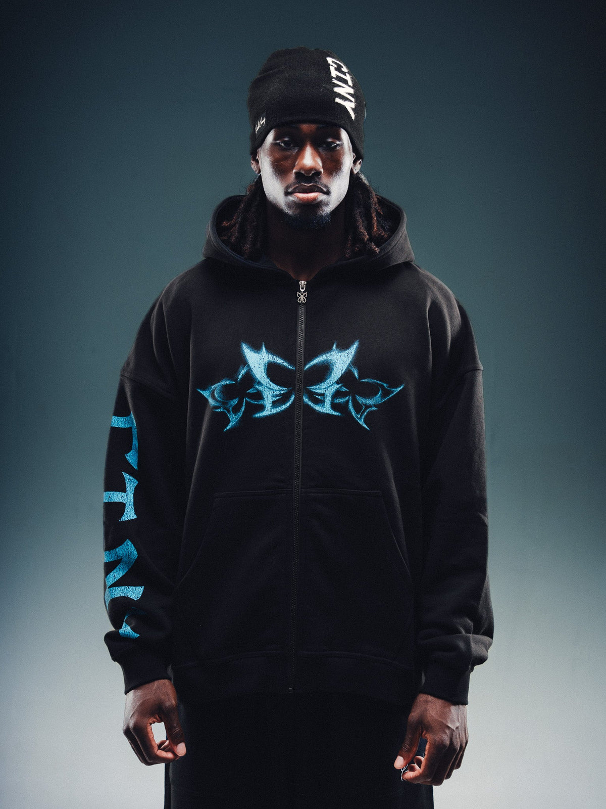 Butterfly Zip-Up - Black w/ Blue