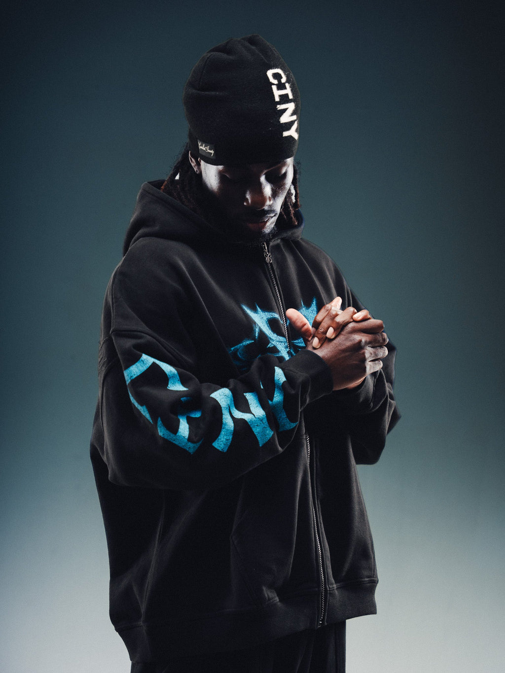 Butterfly Zip-Up - Black w/ Blue