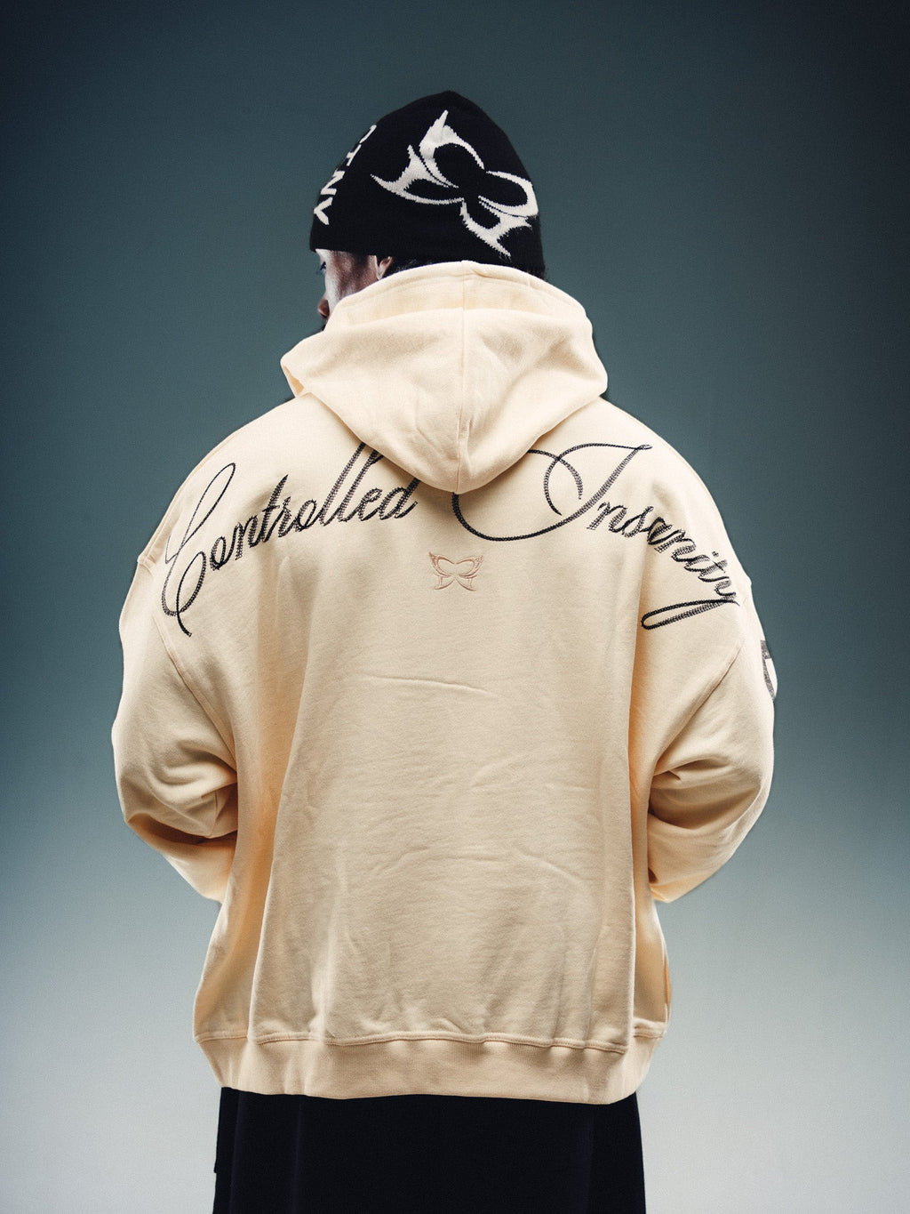 Butterfly Zip-Up - Beige w/ Black