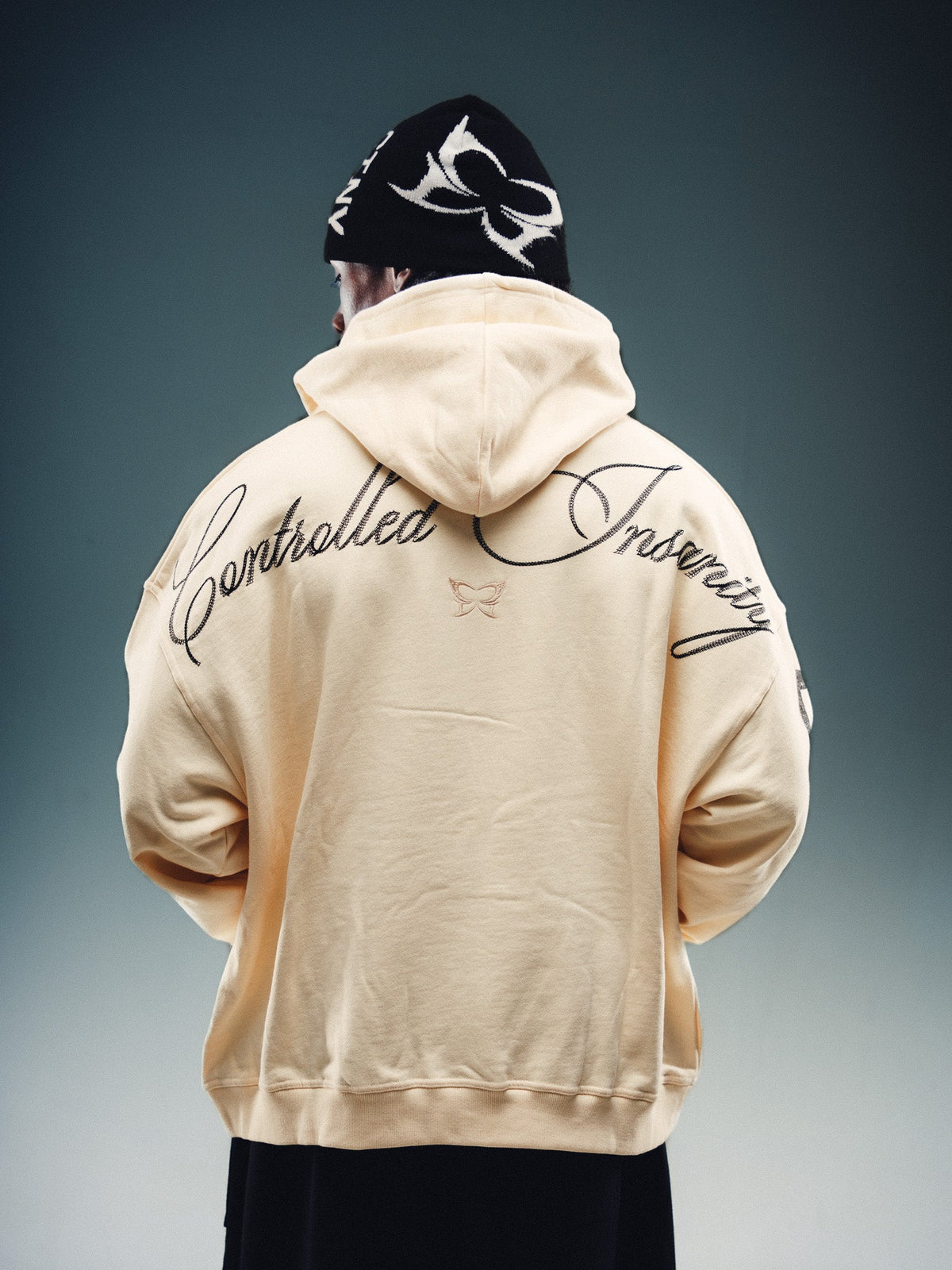 Butterfly Zip-Up - Beige w/ Black