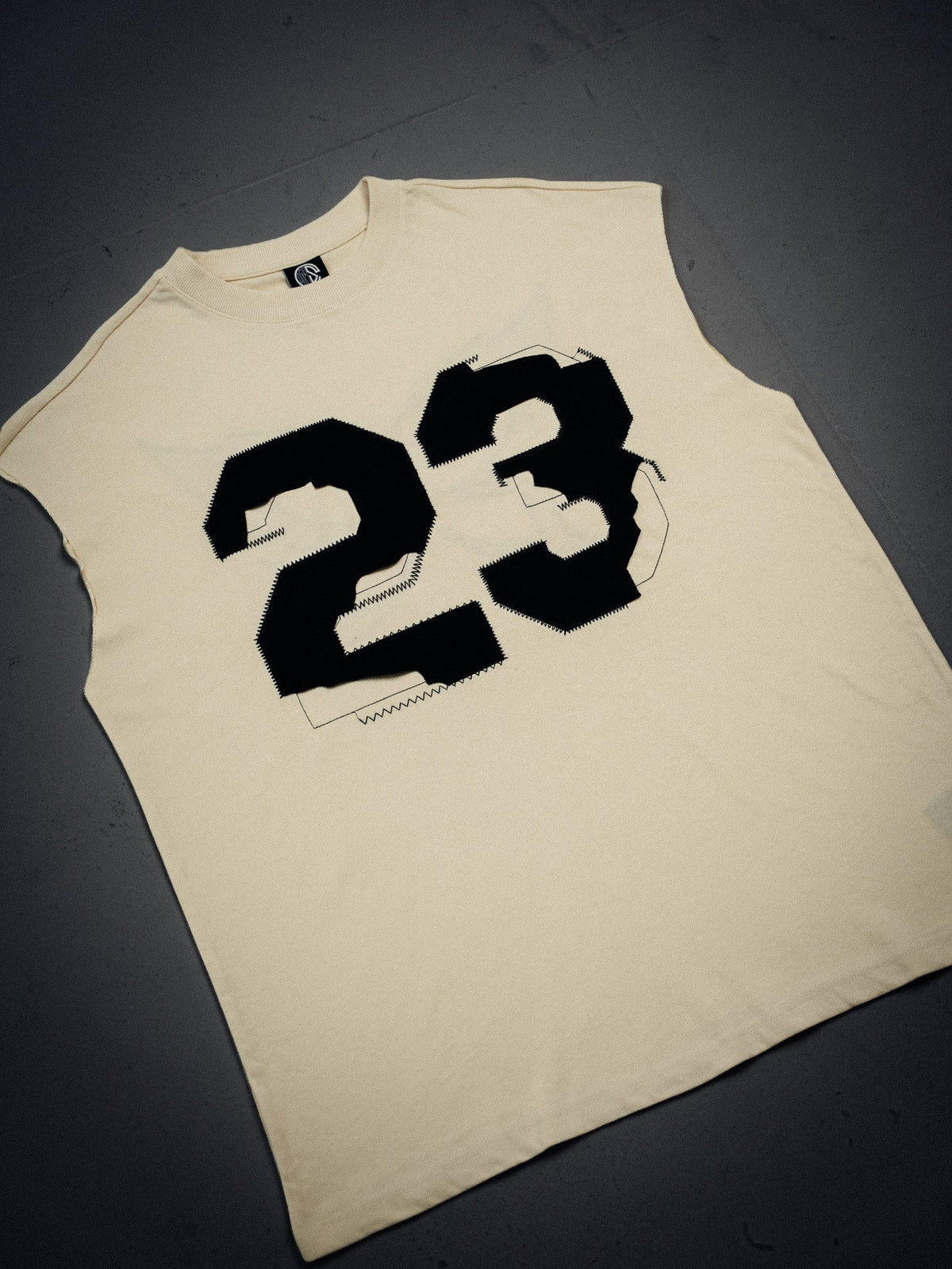 Stitched Cutoff Tee - Beige