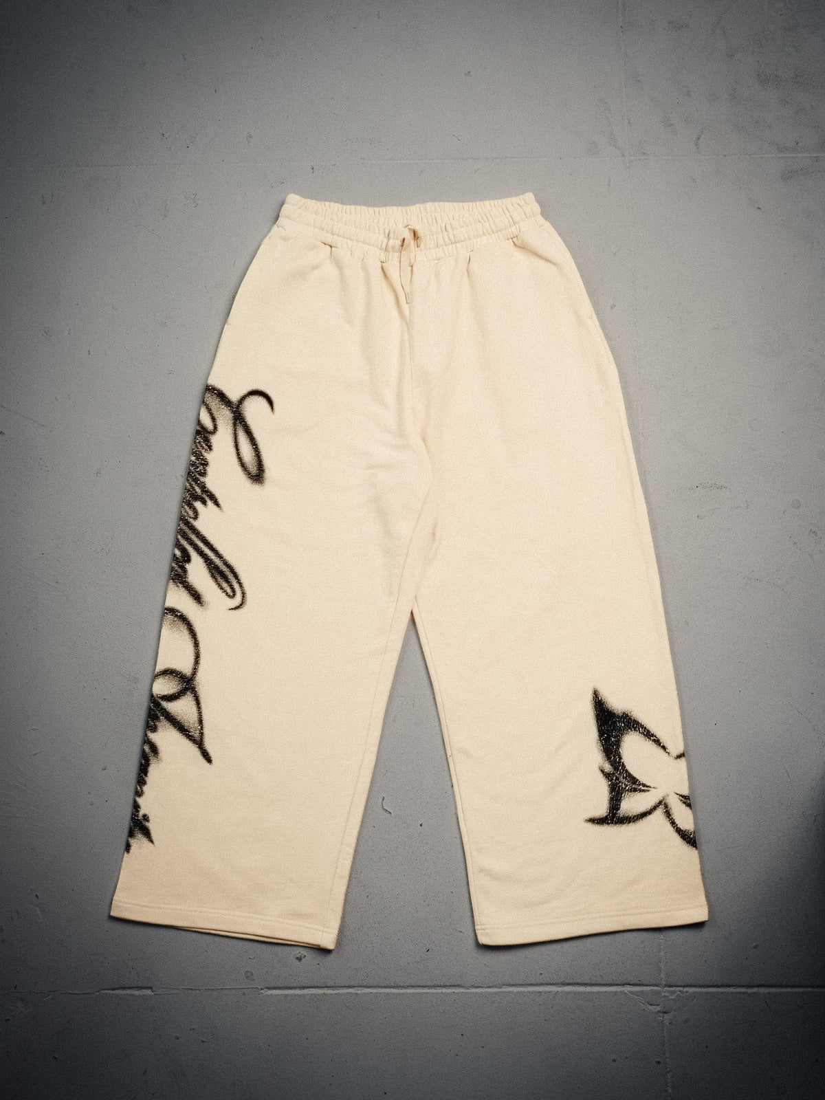Butterfly Wide Leg Sweats - Beige