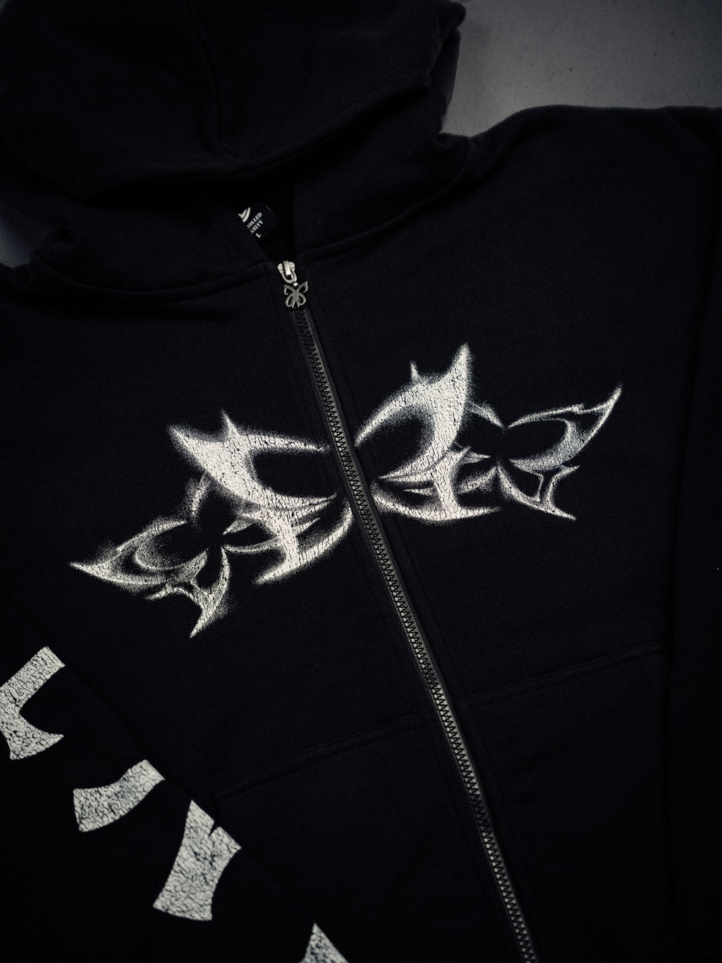 Butterfly Zip-Up - Black w/ White