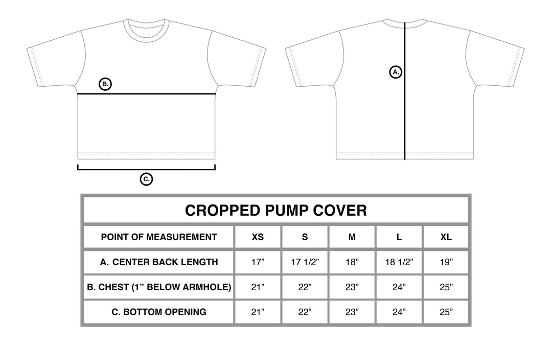 Inferno Cropped Pink Pump Cover size chart