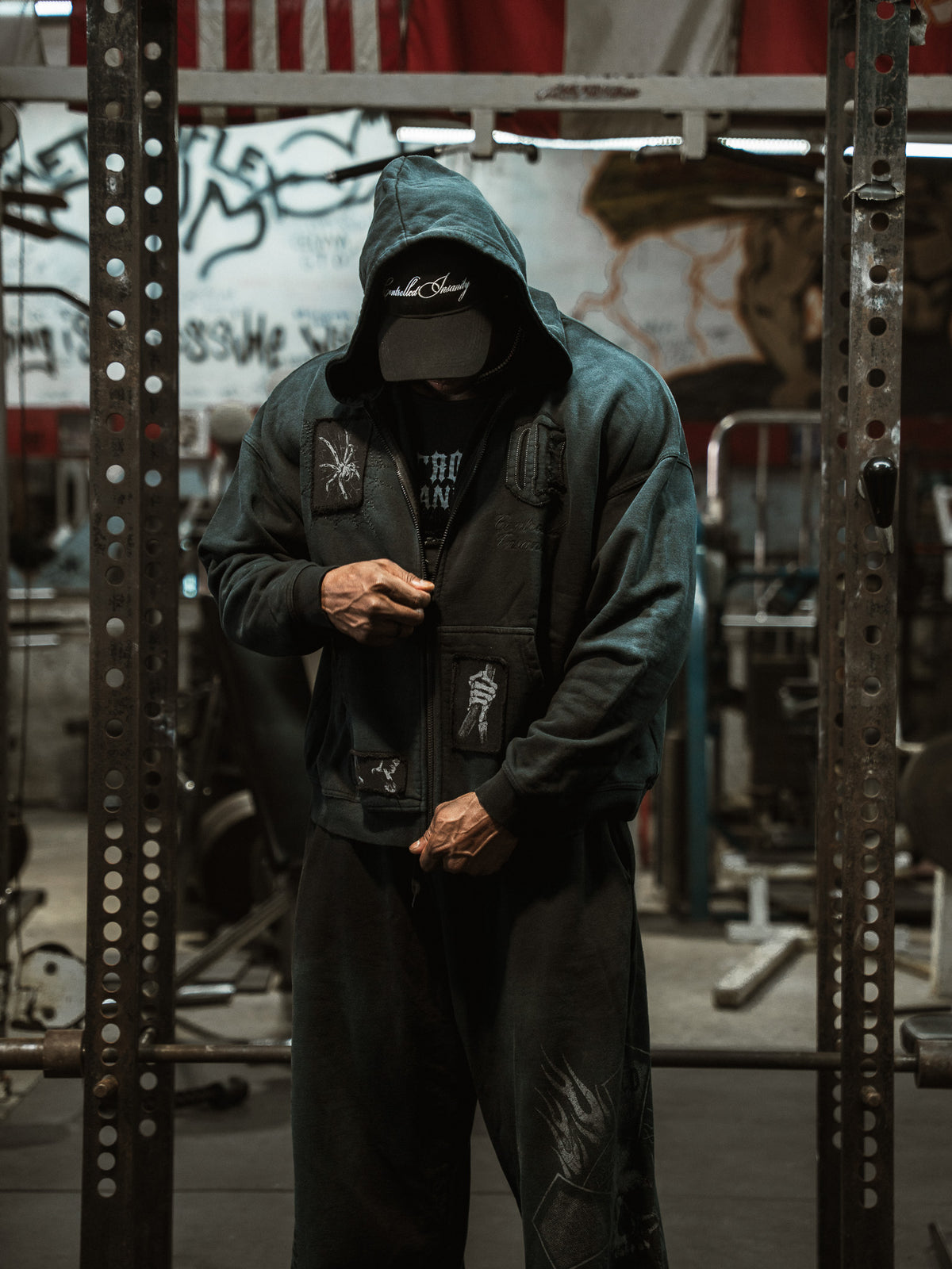Patchwork Web Zip Up Hoodie