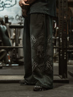 Flaming Skull Wide Leg Sweats