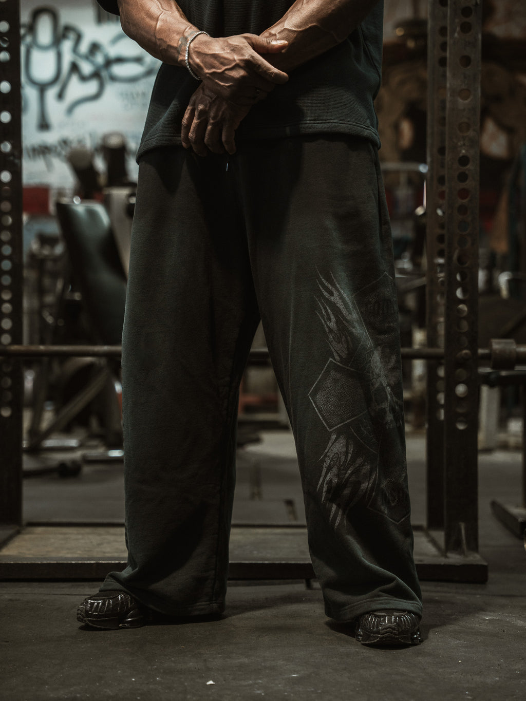 Flaming Skull Wide Leg Sweats