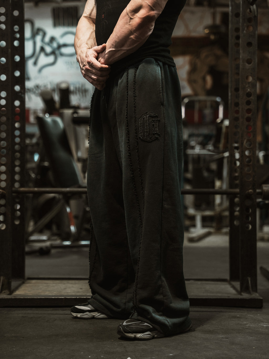 Patchwork Web Wide Leg Sweatpants