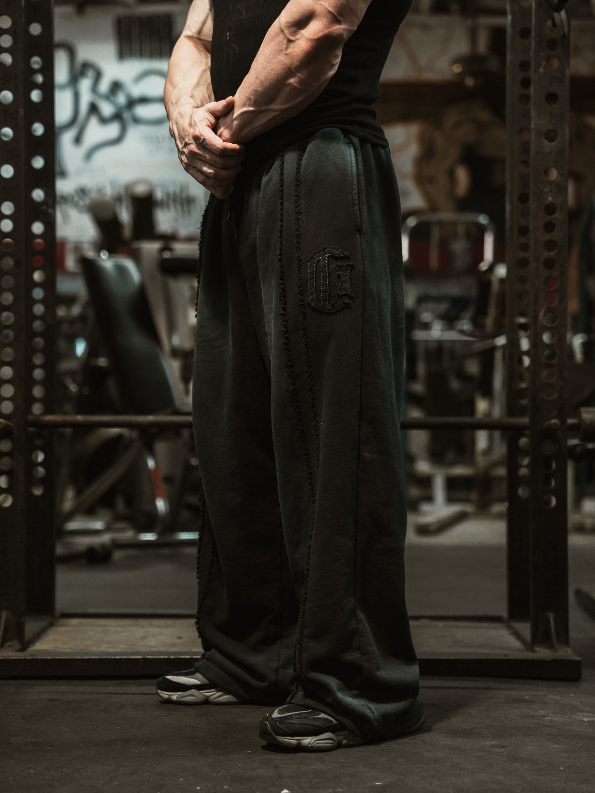 Patchwork Web Wide Leg Sweatpants