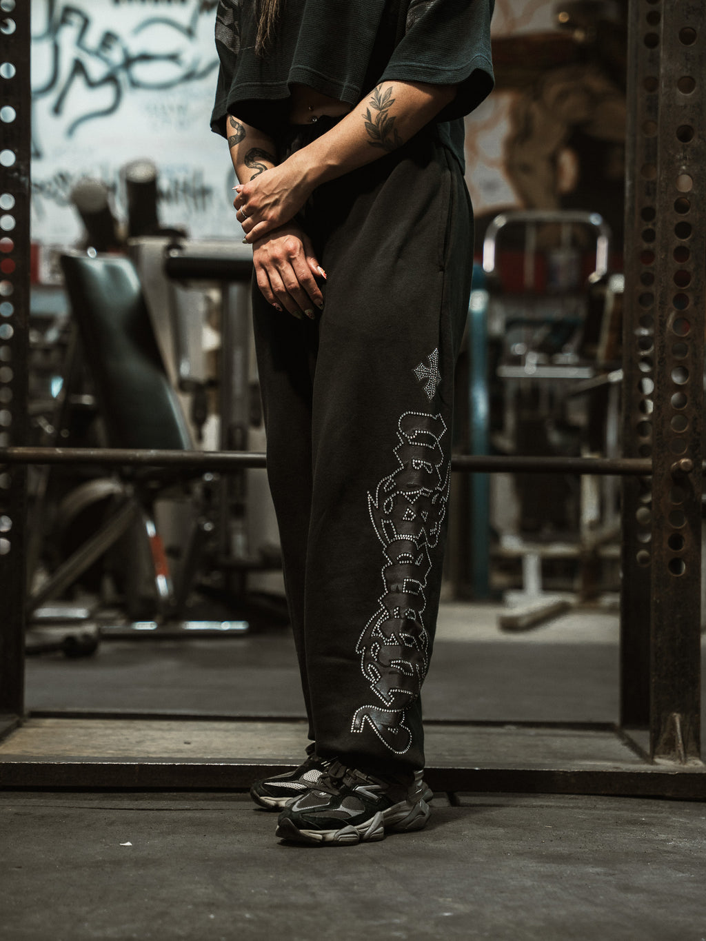 Women's Cross Rhinestone Sweatpants