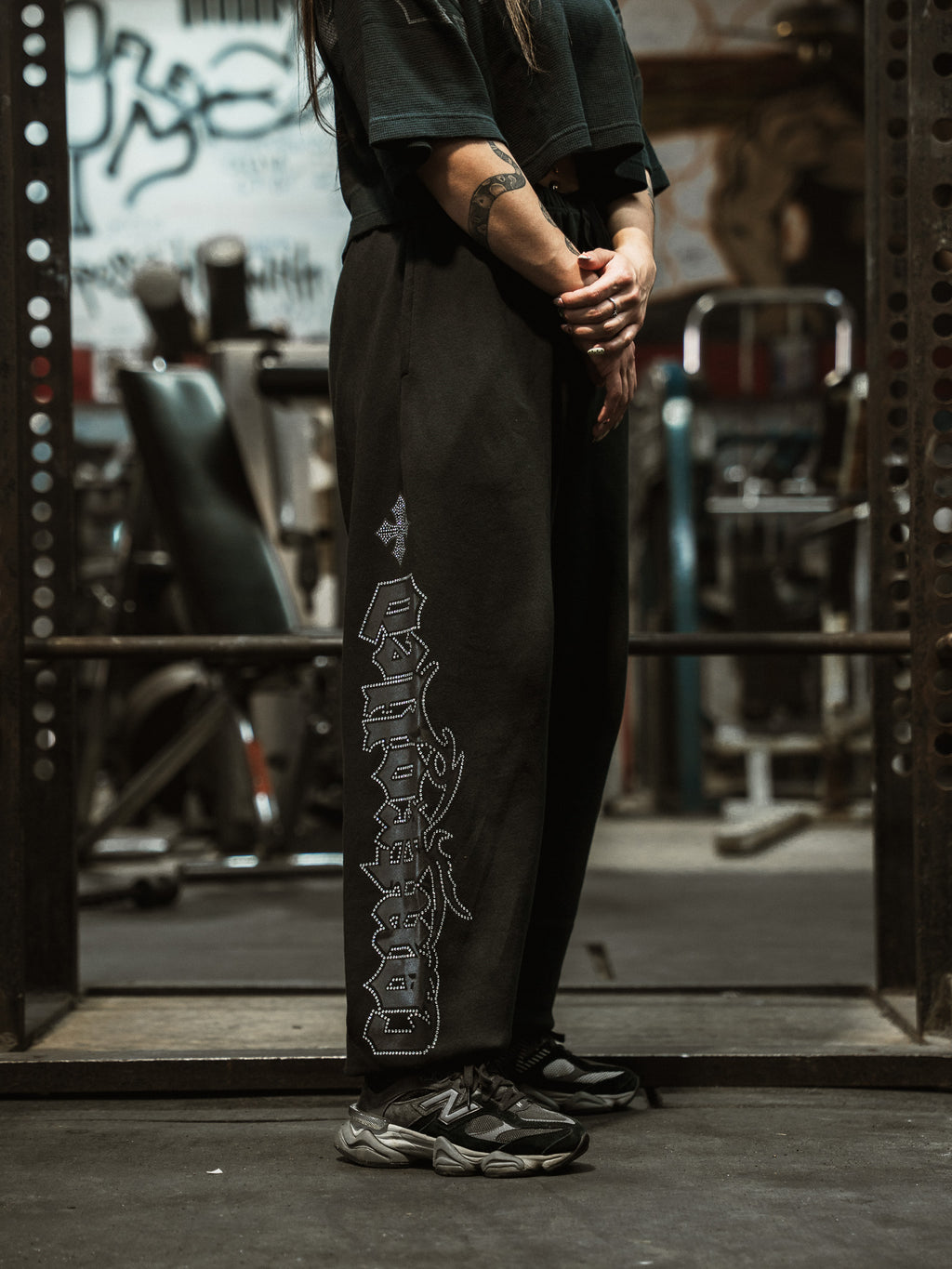 Women's Cross Rhinestone Sweatpants