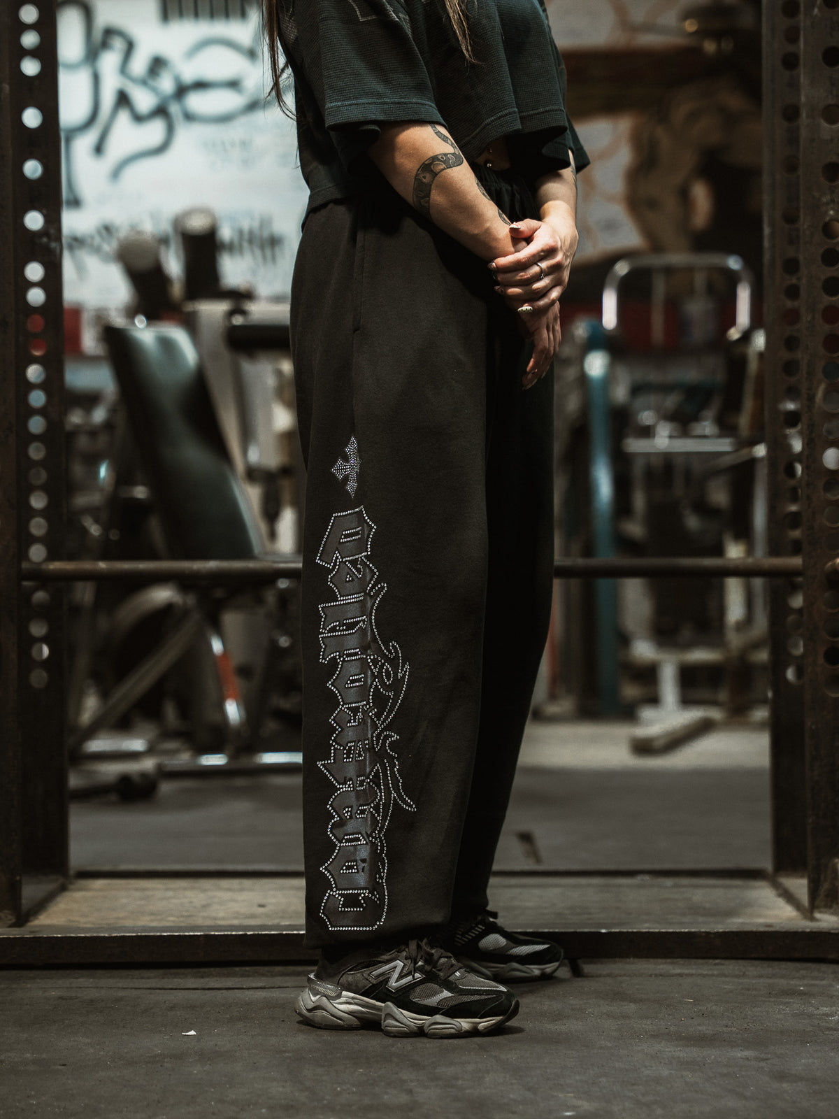 Women's Cross Rhinestone Sweatpants