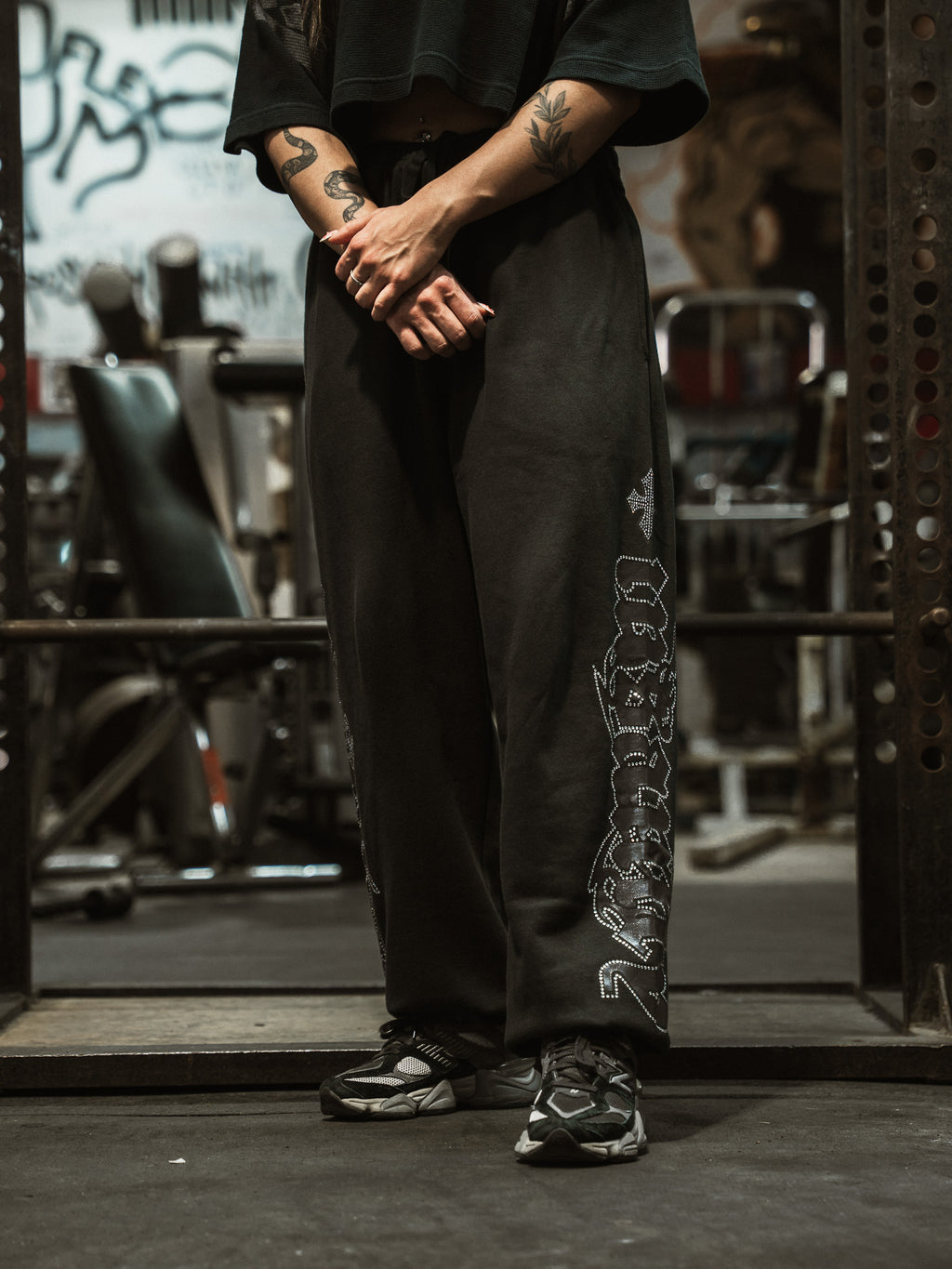 Women's Cross Rhinestone Sweatpants