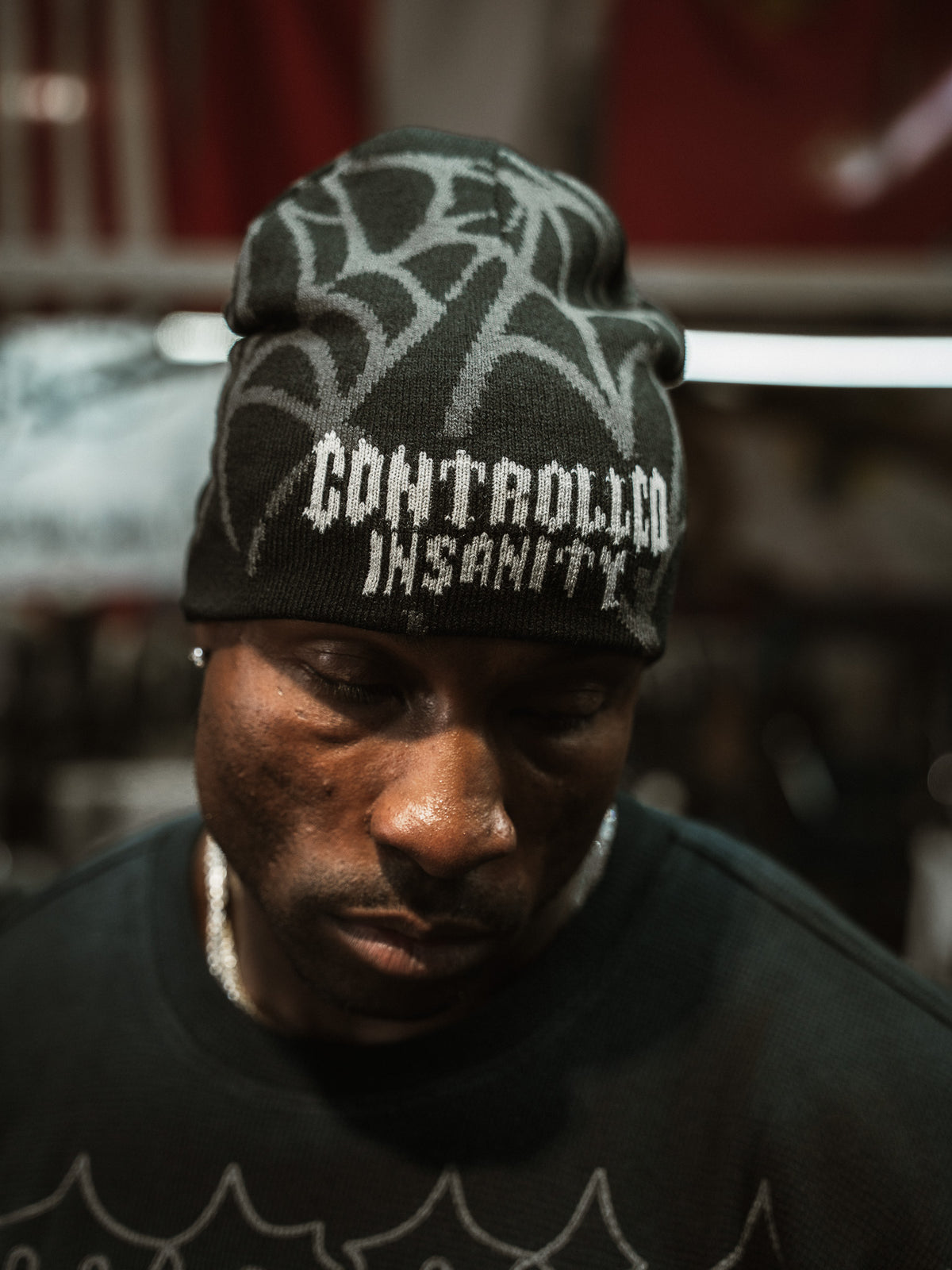 Tonal Web Skull Beanie