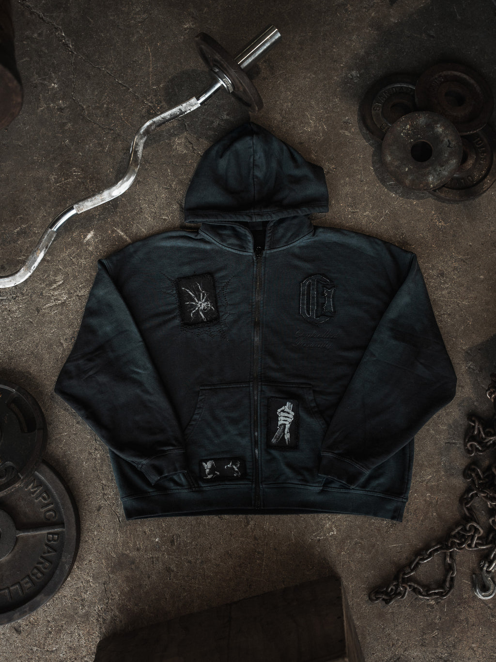 Patchwork Web Zip Up Hoodie