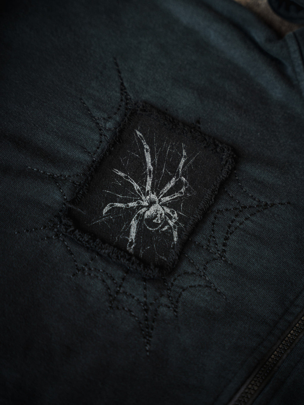 Patchwork Web Zip Up Hoodie