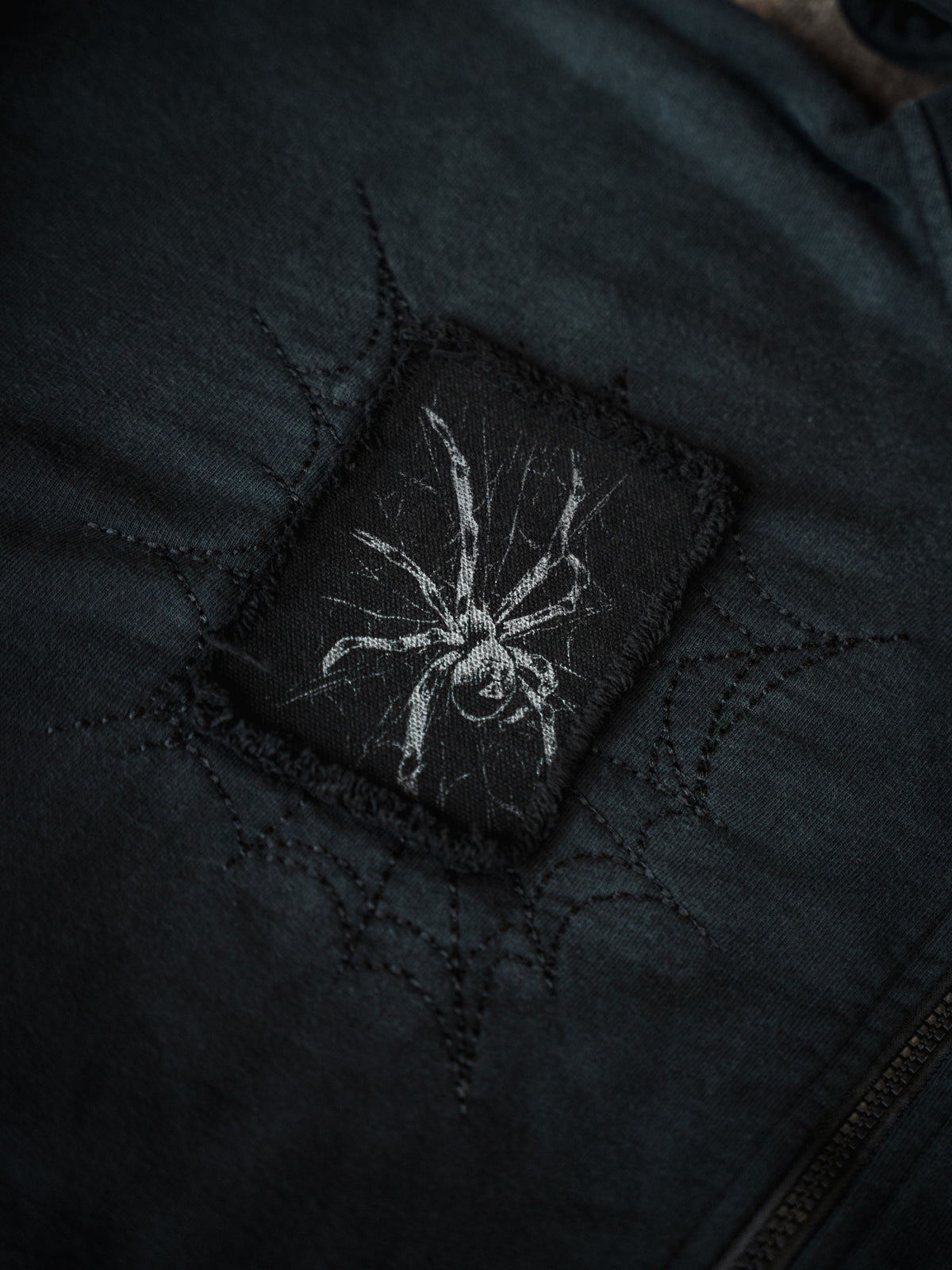 Patchwork Web Zip Up Hoodie