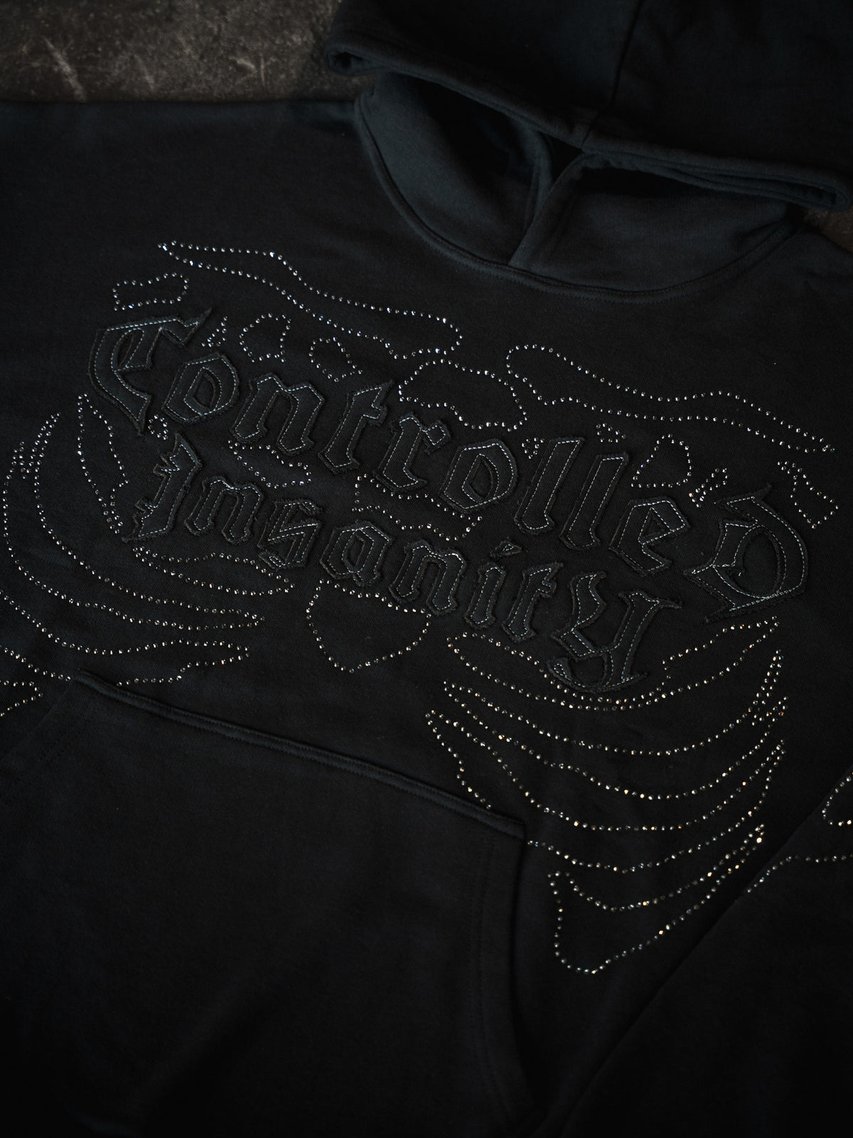 Black Rhinestone Rib Pullover