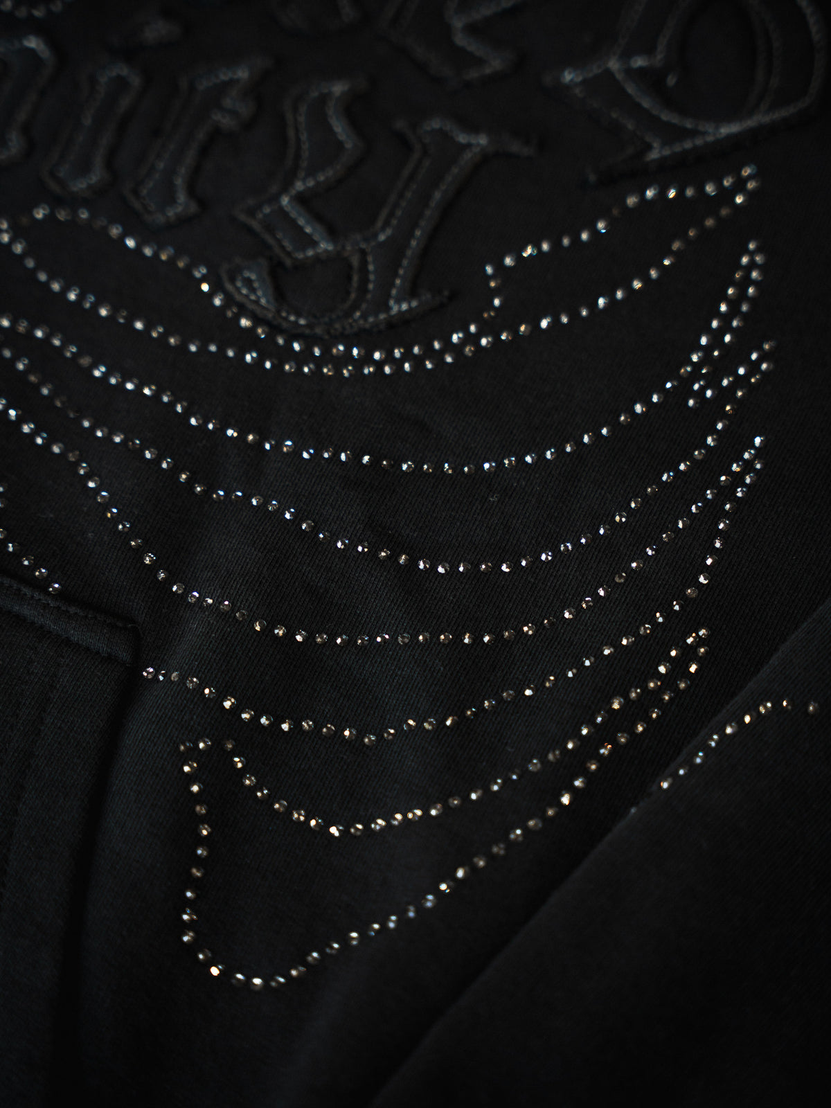 Black Rhinestone Rib Pullover