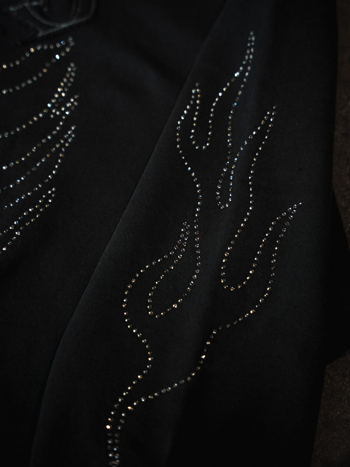 Black Rhinestone Rib Pullover
