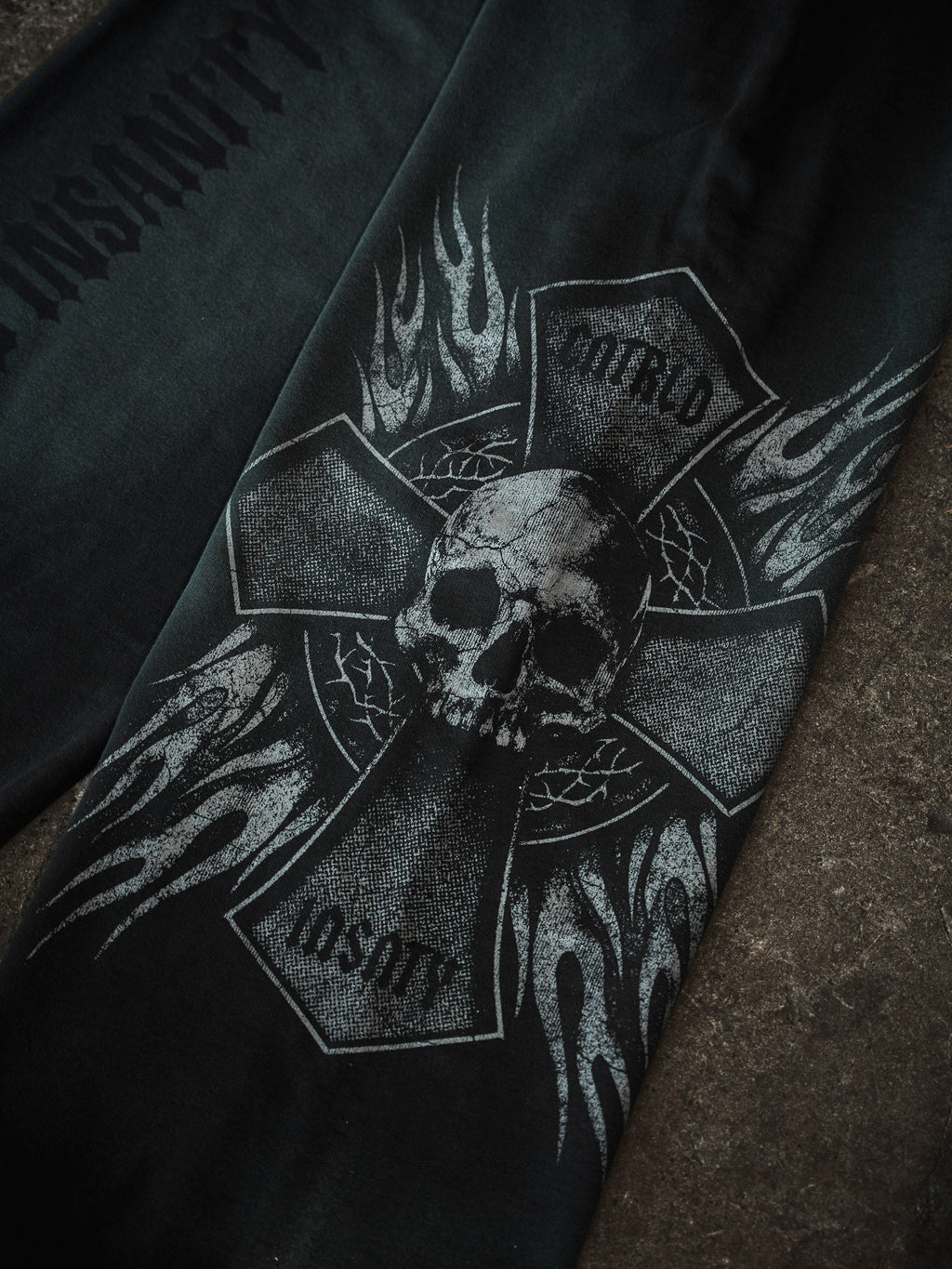 Flaming Skull Wide Leg Sweats