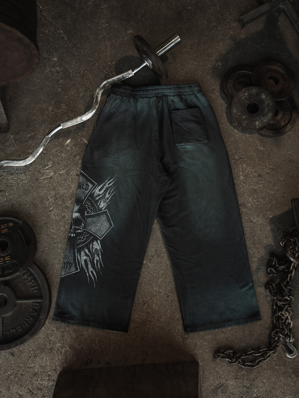 Flaming Skull Wide Leg Sweats