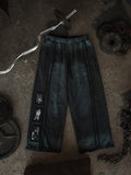 Patchwork Web Wide Leg Sweatpants