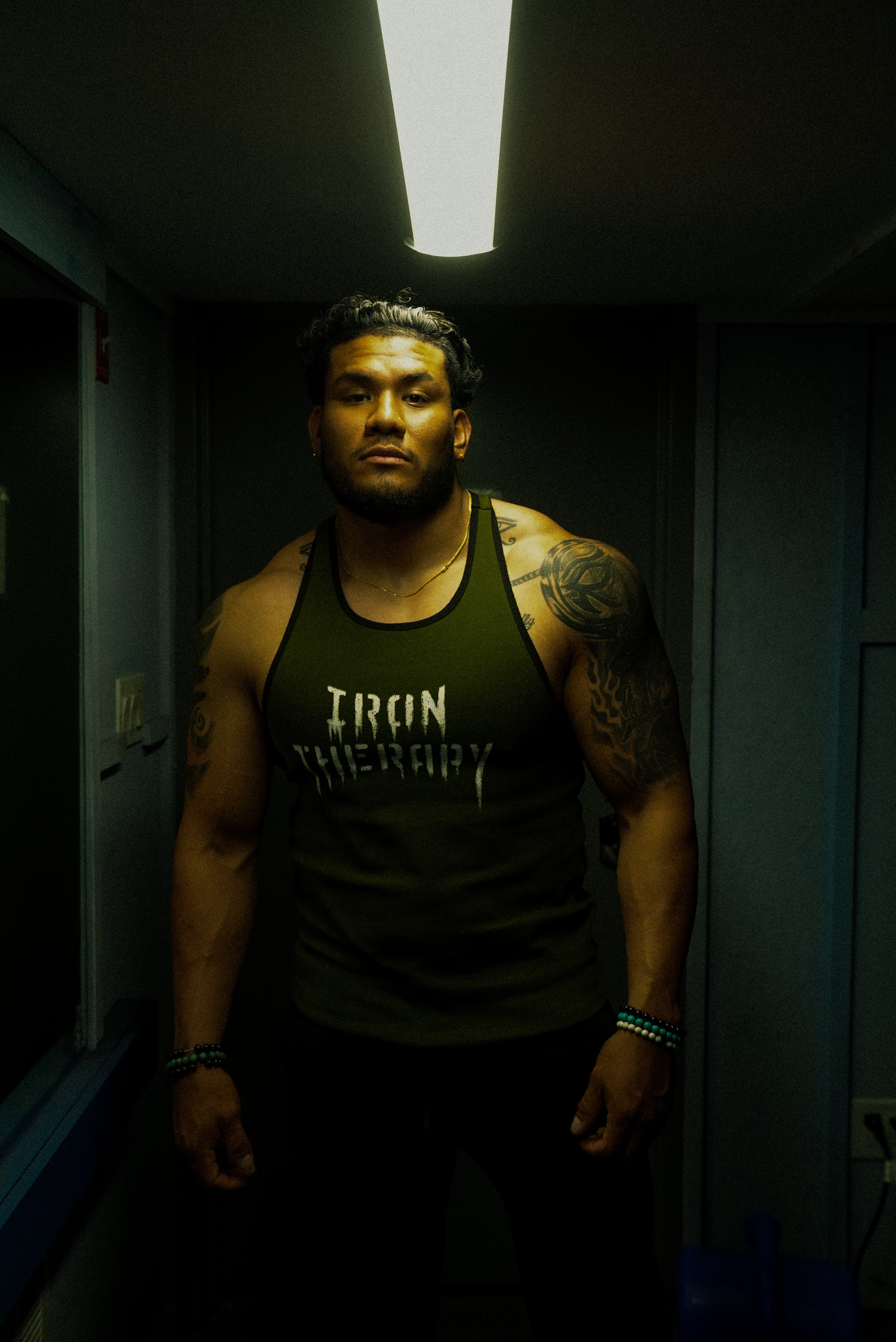 Army Green Iron Therapy Heavyweight Tank Top