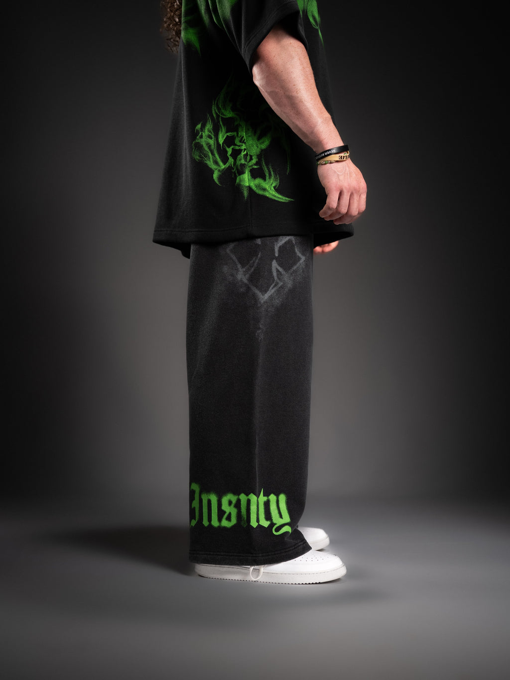 Wide Leg Sweats - Venom Green