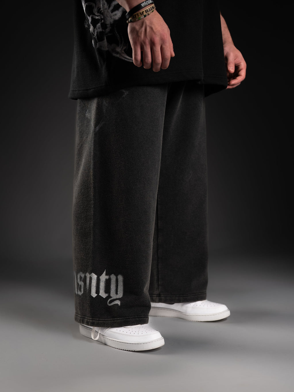 Wide Leg Sweats - Glossy Gray